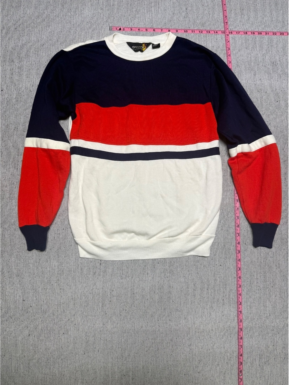 Vintage SASSON Colorblock Crewneck Sweater Navy Red White M